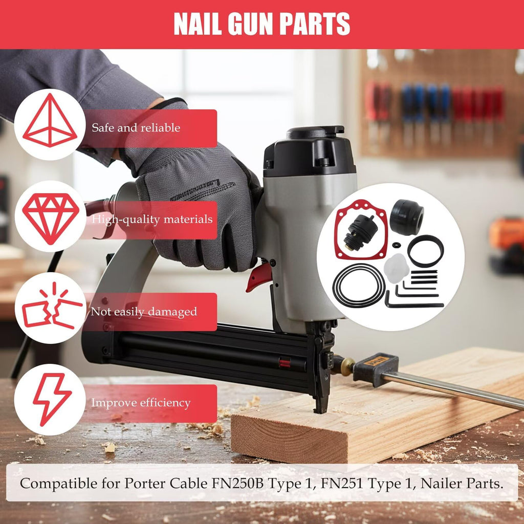 JURENGUDF 904949 Overhaul Kit FN250B Rebuild Kit Compatible with Porter Cable FN250B FN251 Air Nailer Parts
