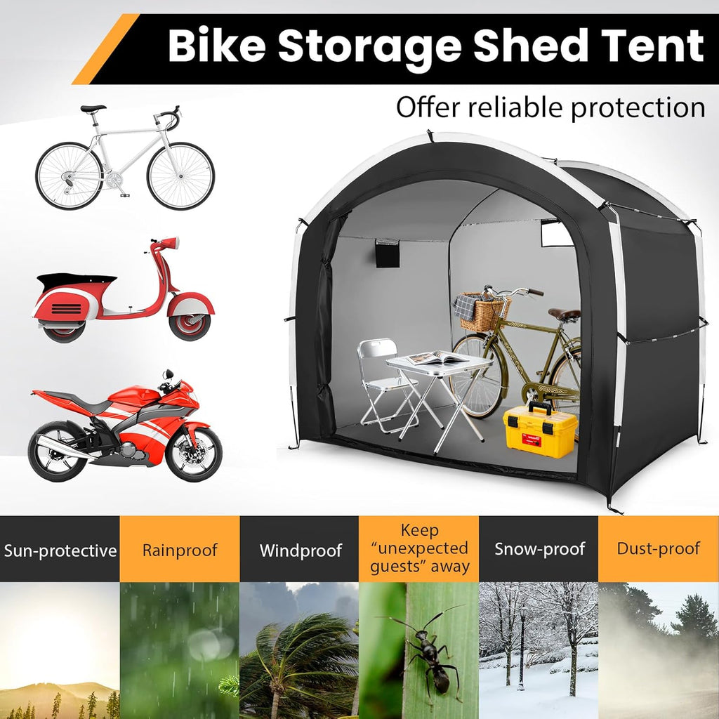 Bike Storage Shed for 5 Bikes, UPF50+ Outdoor Portable Bicycle Storage Shelter Tent with 210D Oxford Fabric, Heavy