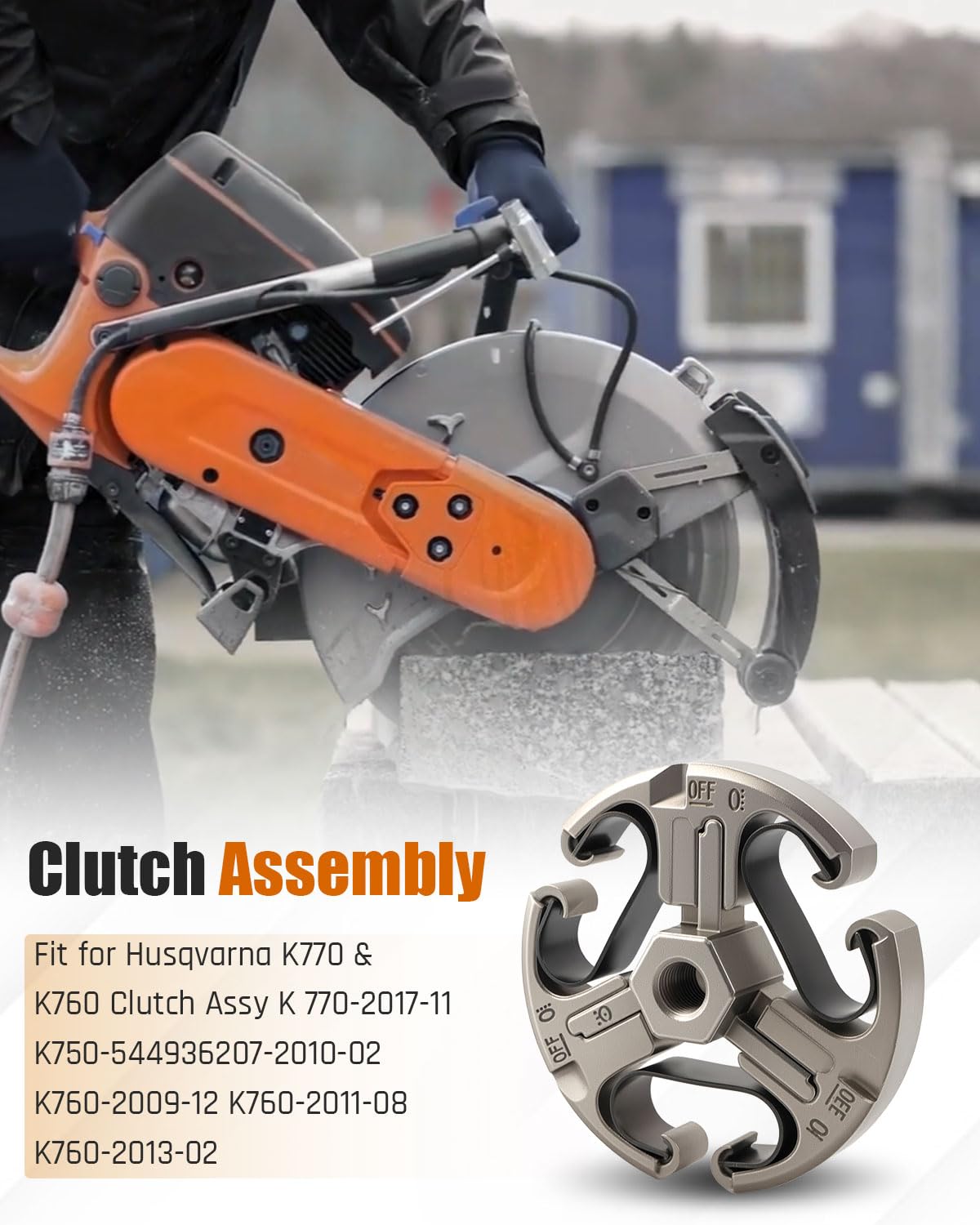 Clutch Assembly Fit for Husqvarna K770 & K760 Clutch Assy K 770-2017-11 K750-544936207-2010-02 K760-2009-12 K760-2011-08 K760-2013-02# 503744406