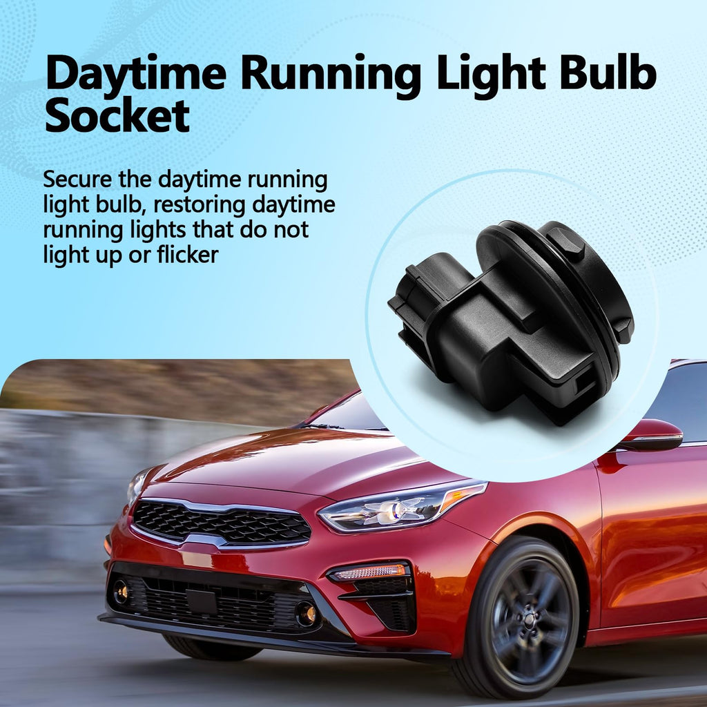 2PCS Daytime Running Light Bulb Socket Fits for Kia Forte 2019 2020 2021 Replaces 92164 M7050, DRL Lamp Holder Connector Wiring Harness Base Assembly