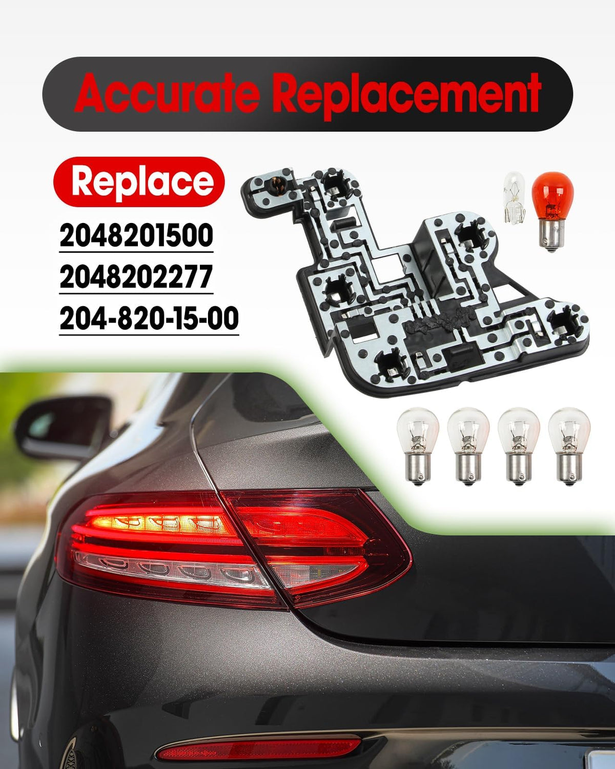 2048202277 Tail Light Bulb Socket Holder Fit for Mercedes-Benz C-Class