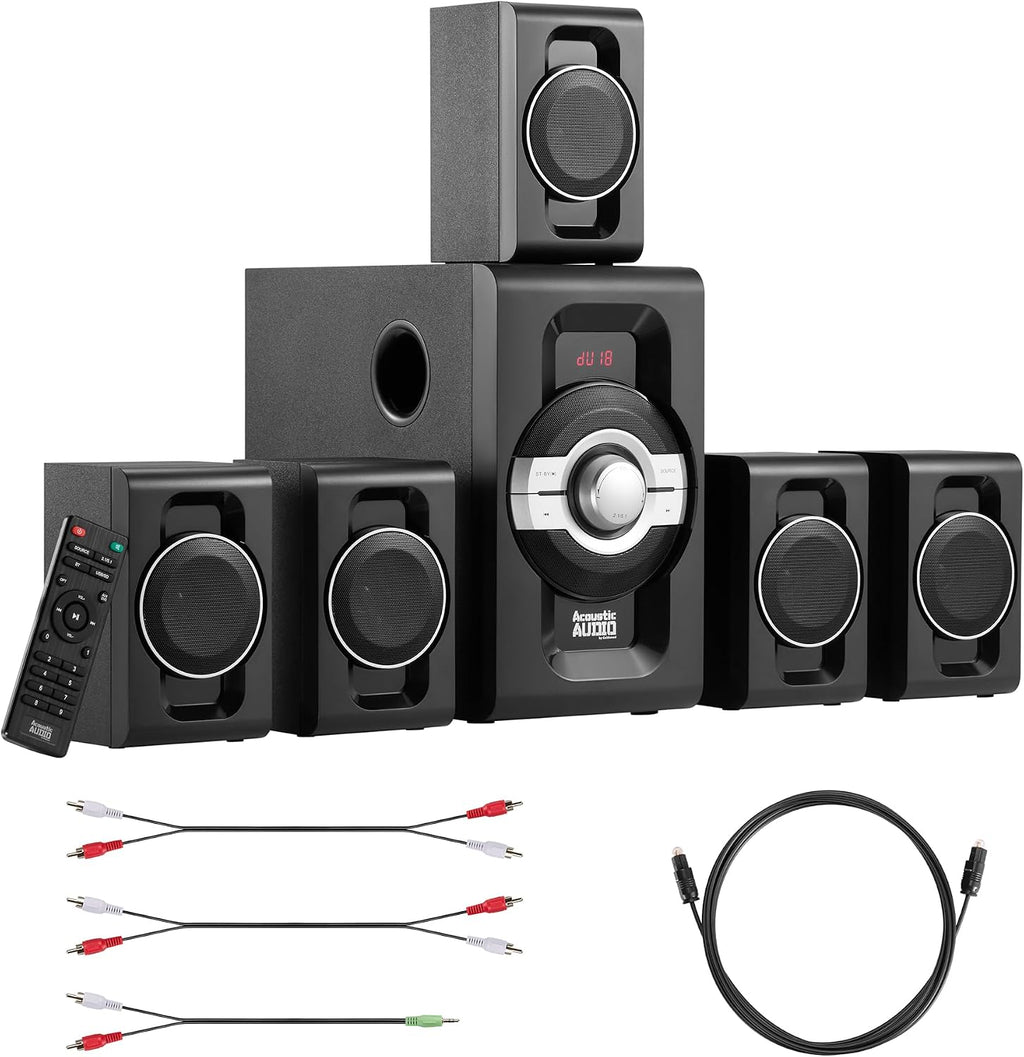 AA5240 Home Theater 5.1 Bluetooth Speaker System with USB and SD Inputs, Black