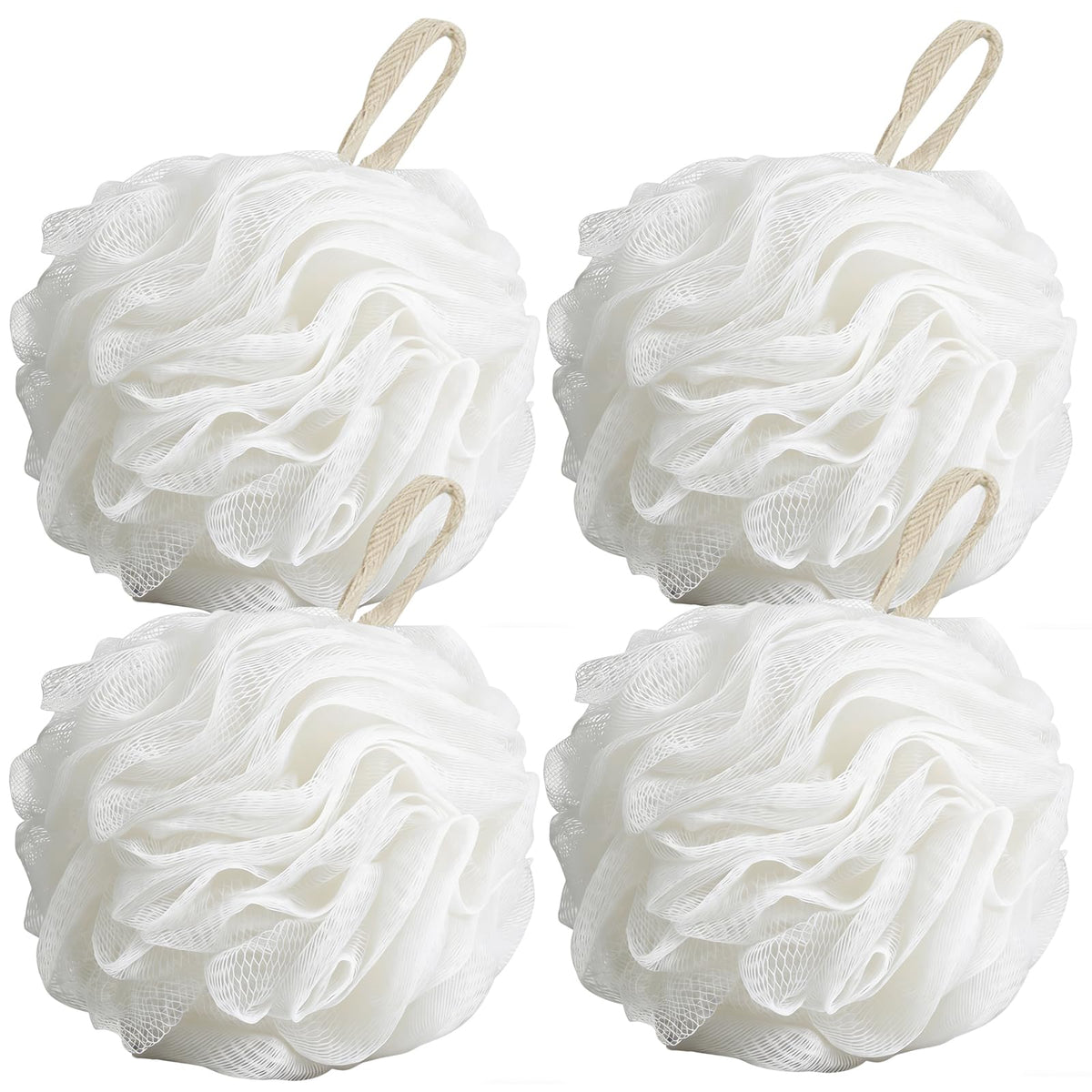 Bath Sponges Loofahs 70g Large Size White 4 Pack,Shower Sponge