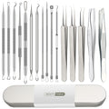 Pimple Popper Tool Kit, 16 Pcs Blackhead Remover Tools, Professional Tweezers Set Comedone Extractor Acne Tool for