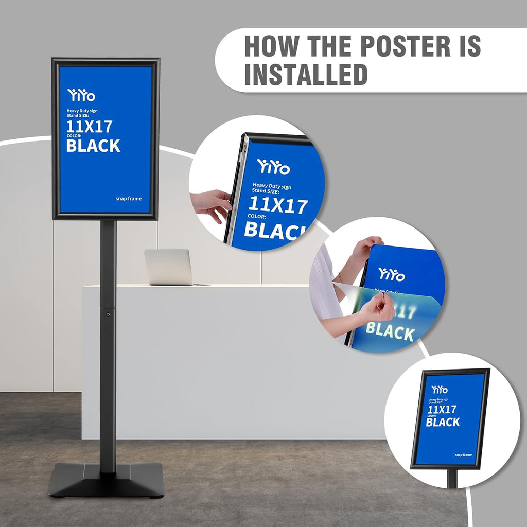 Sign Stand Poster Stand，adjustable heavy duty pedestal Sign Holder Floor Stand，aluminium frame floor standing for