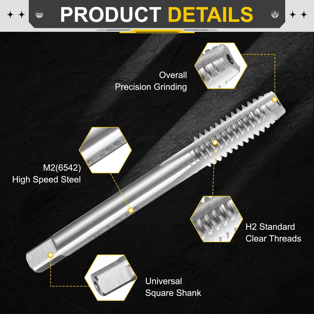 uxcell Hand Plug Tap M8x1.5 H2 Metric Thread Taps Straight Flute HSS6542