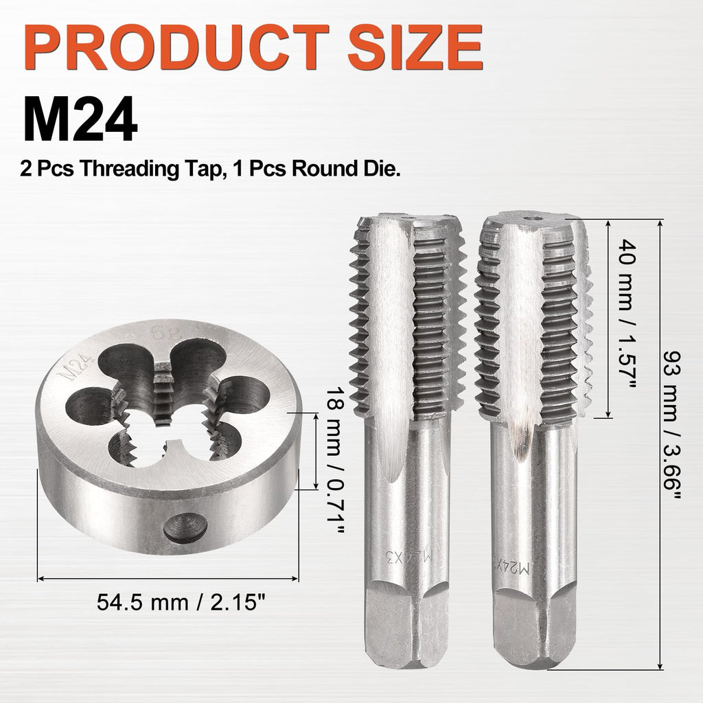 Workkyma M24 Tap and Die Set, M24 Standard Metric Hand Threading Tool Kit