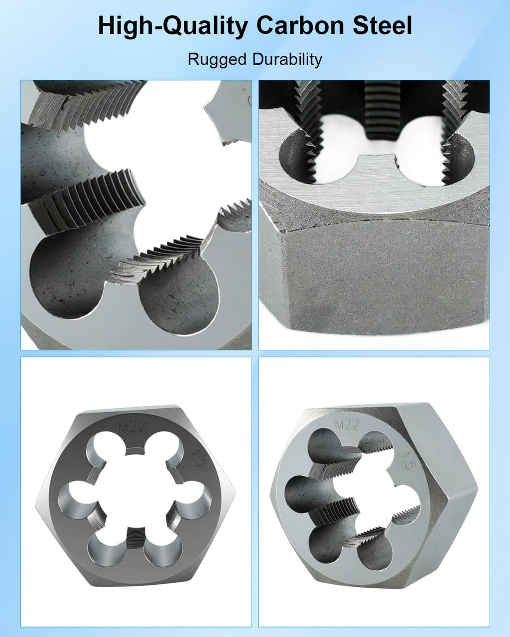 M22 x 1.5 Hex Rethreading Die, Right Hand Carbon Steel Thread Repair Tool