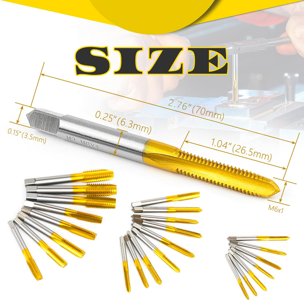 3Pcs M6 x 1.0 Thread Tap for Metal,Taper+Plug+Bottom Threading Hand Tap
