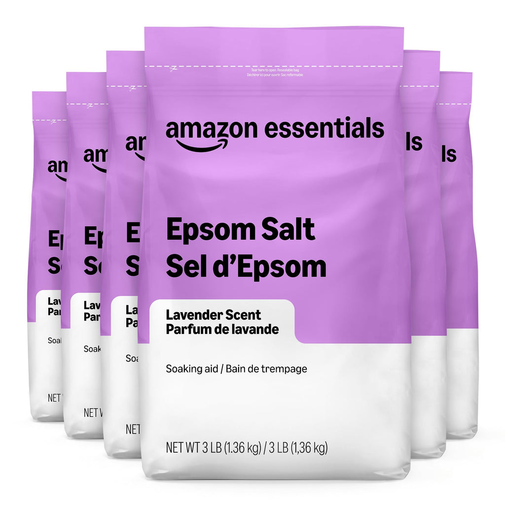 Epsom Salt Soaking Aid, Lavender Scented, 3 Pound, 6-Pack (Previously Amazon Basics)