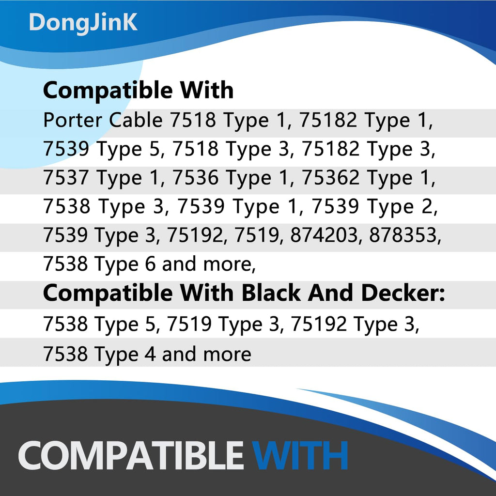DongJinK 2 Pair Carbon Brush Set Compatible with Porter Cable 7518 75182 7519 75192 7536 75362 7537 7538 7539 874203 878353 and more, Replace N031634 698873