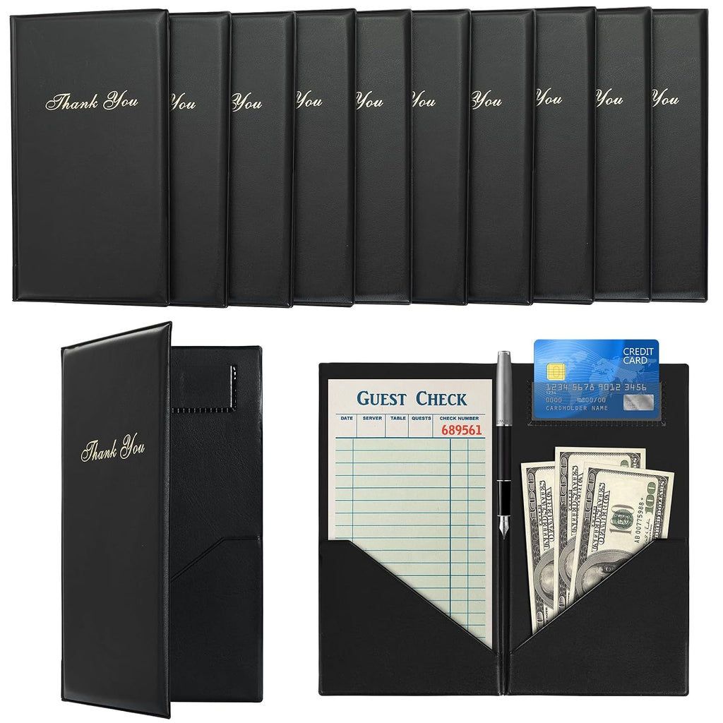 Restaurant Check Presenters, 10 Pack 9" x 5" Guest Check Card Holder