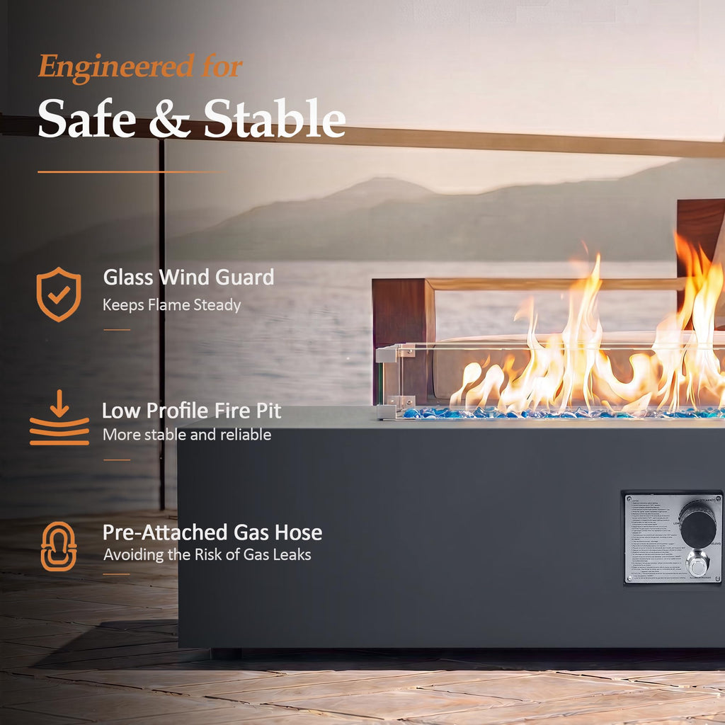 56-inch Outdoor Propane Gas Fire Pit Table, Grey