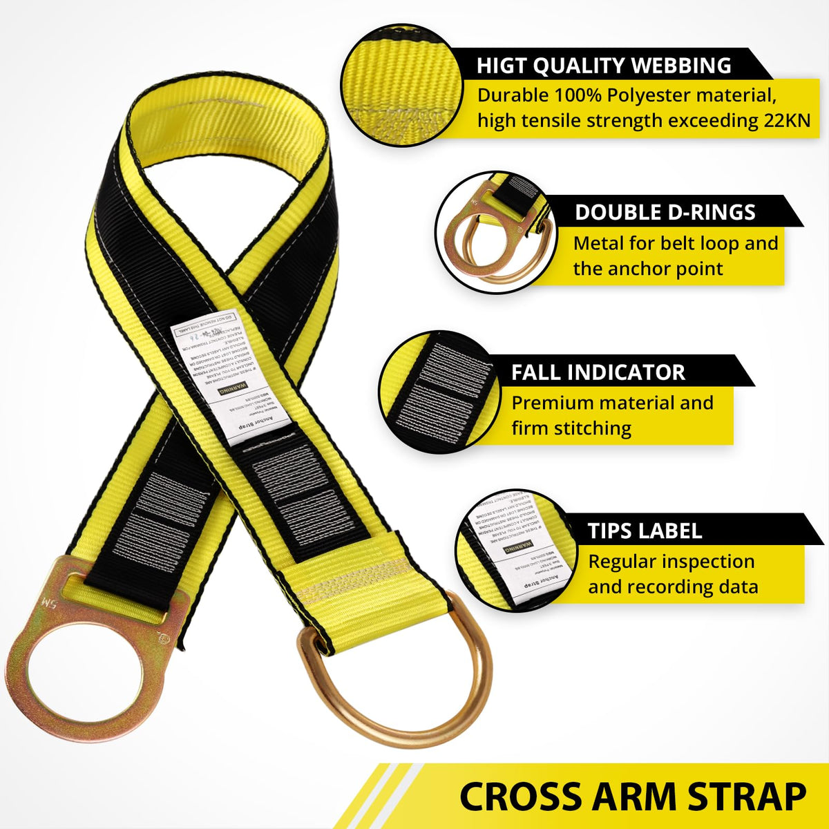 TRSMIMA Safety Strap Fall Protection - 3ft Cross Arm Strap Beam Strap