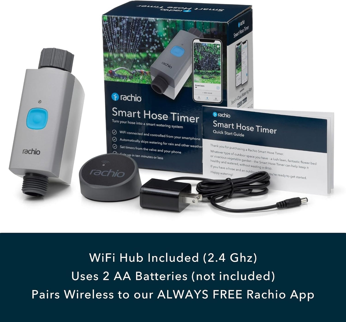 Smart Hose Timer: App-Controlled Faucet Timer. 1 Valve + 1 WiFi Hub | Quick Install & Scheduling, App Control