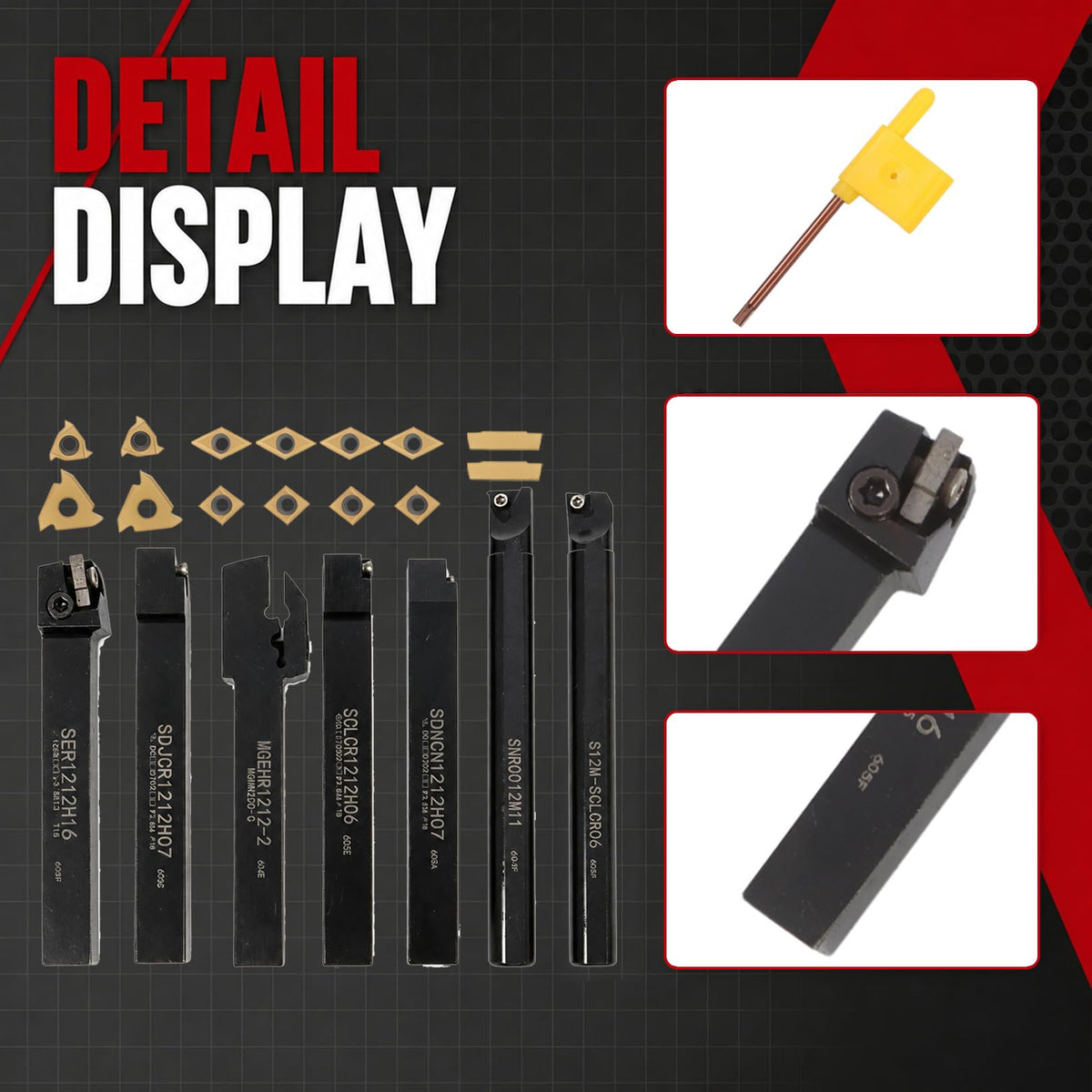 Nakkaa 21Pc Indexable Lathe Turning Tool Kit 1/2" Shank for Turning Boring