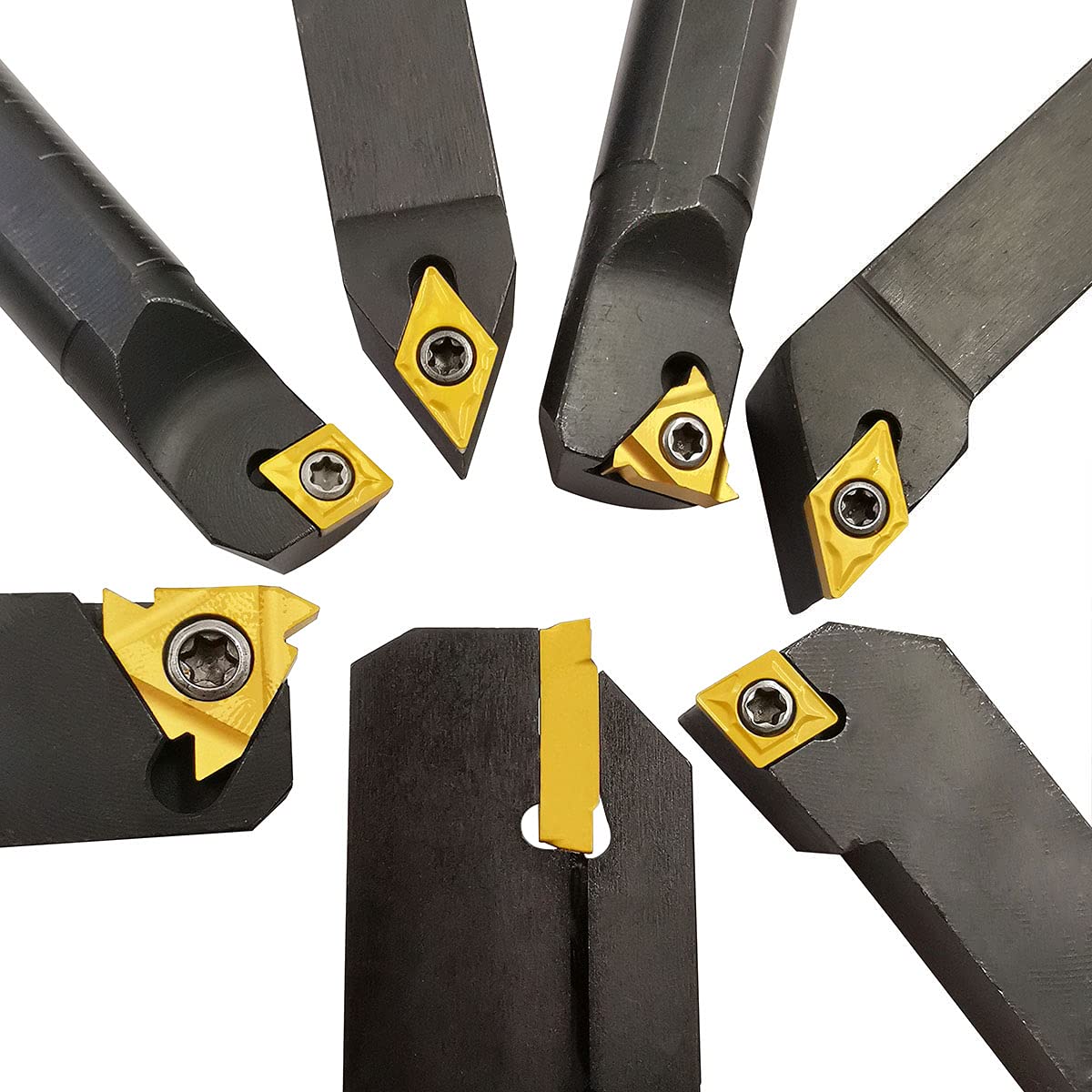 21PCS 1/2"/12mm Shank Indexable Carbide Lathe Turning Insert Tool Holder Bit Set for Turning Grooving Threading Boring with Indexable Carbide Turning Insert CCMT21.51 DCMT 16ER 11IR MGMN200-M