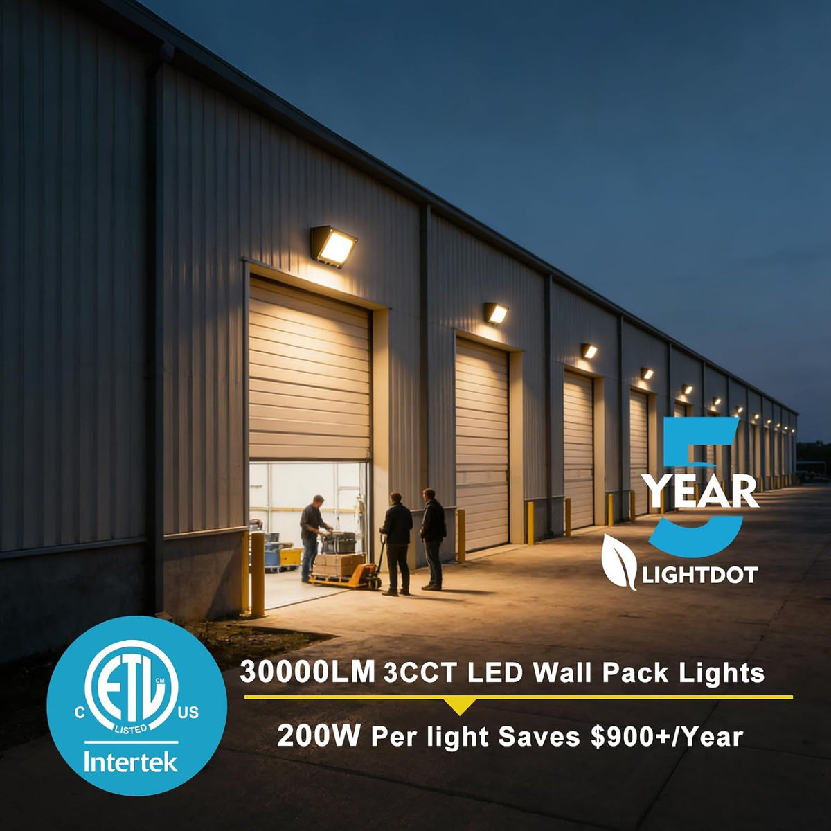 Lightdot 3CCT Wall Pack LED Exterior Light, 3 CCT Adjustable 1 Pack 200W