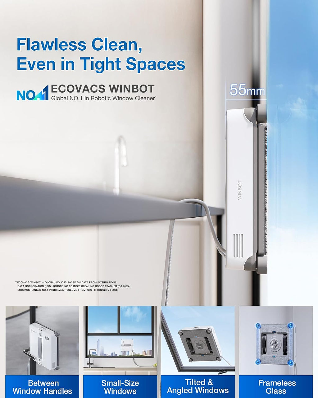 WINBOT MINI2 Window Cleaning Robot with 5 Smart Cleaning Modes