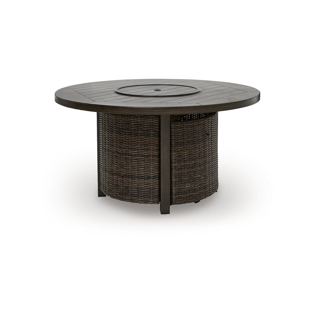 Outdoor Fire Pit Table, Round Wicker Propane