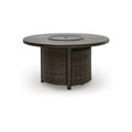 Outdoor Fire Pit Table, Round Wicker Propane