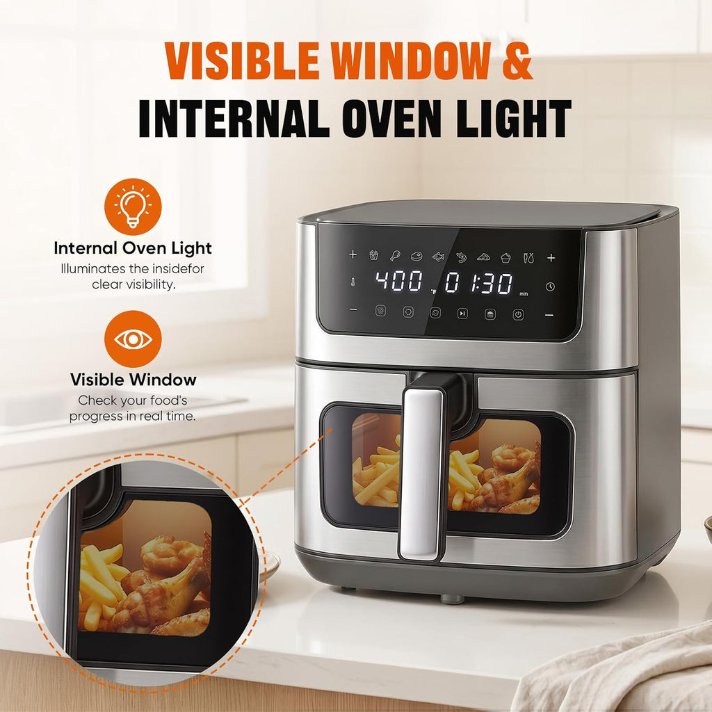8-in-1 Air Fryer 6 Quarts Airfryer with Window | Nonstick and Dishwasher-Safe Basket, 400°F Fast Heating Air Fryers