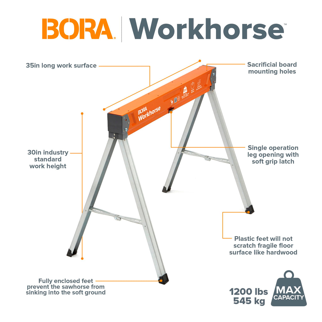 Workhorse Saw Horses 2 Pack Folding Heavy Duty Metal Sawhorse