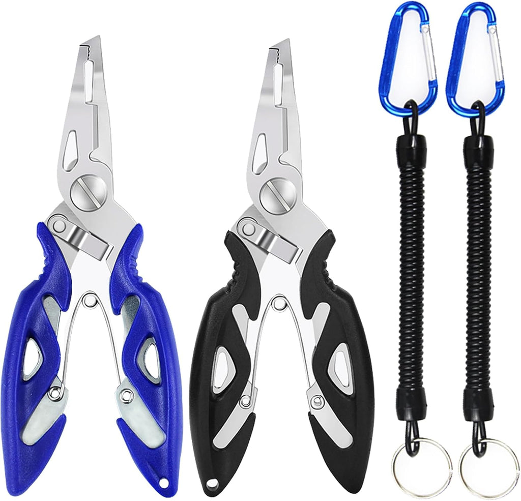 Fishing Pliers, Stainless Steel Fish Hook Remover 2PCS, Multi-Function Fishing Line Cutter Split Ring Opener, Fishing