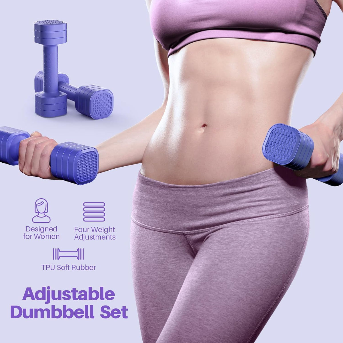 Adjustable Dumbbell Set, 4 in 1 Free Weight Dumbbell Set for Women, Hand Weight for Women at Home, Each 2lb 3lb 4lb