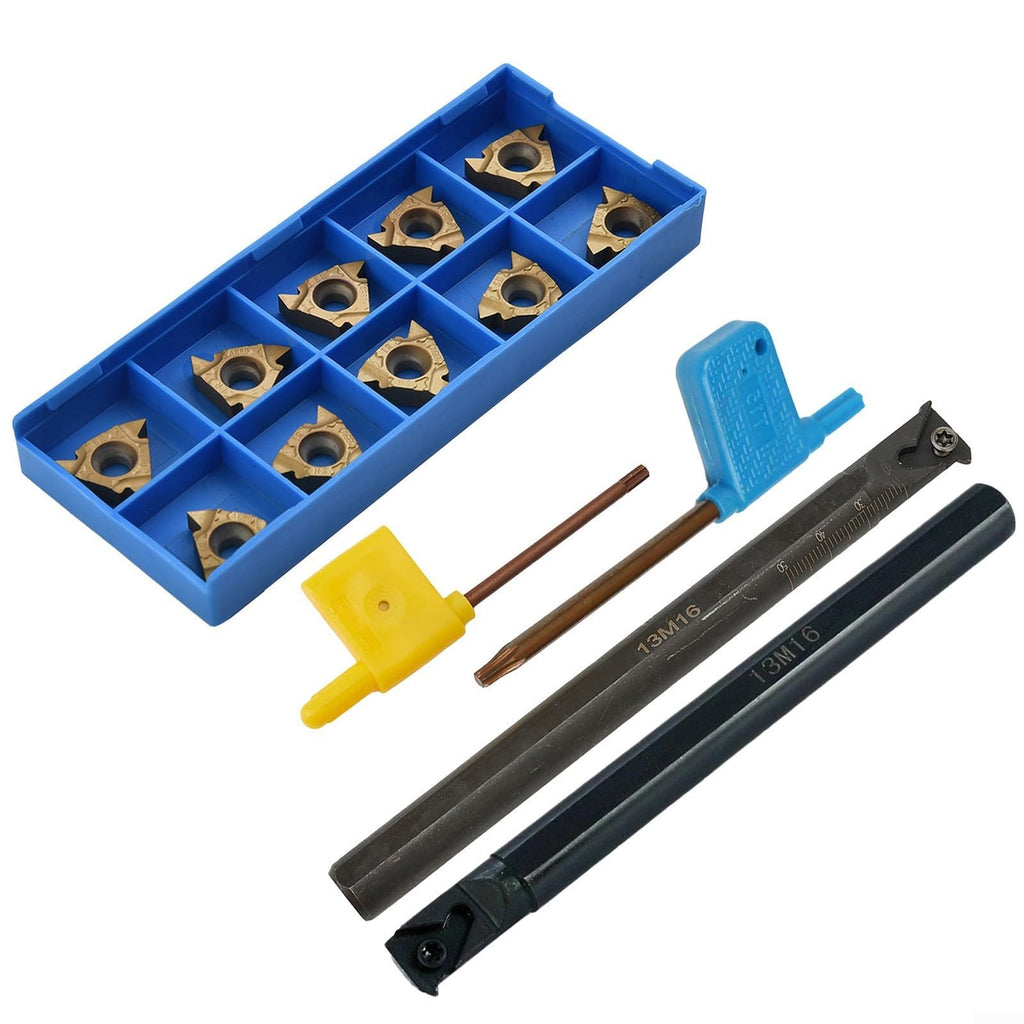 FABULETTA CNC Lathe Boring Bar with Carbide Inserts, External Internal Threading Boring Bar Set, Metric Thread Turning Tool Holder 13mm Shank