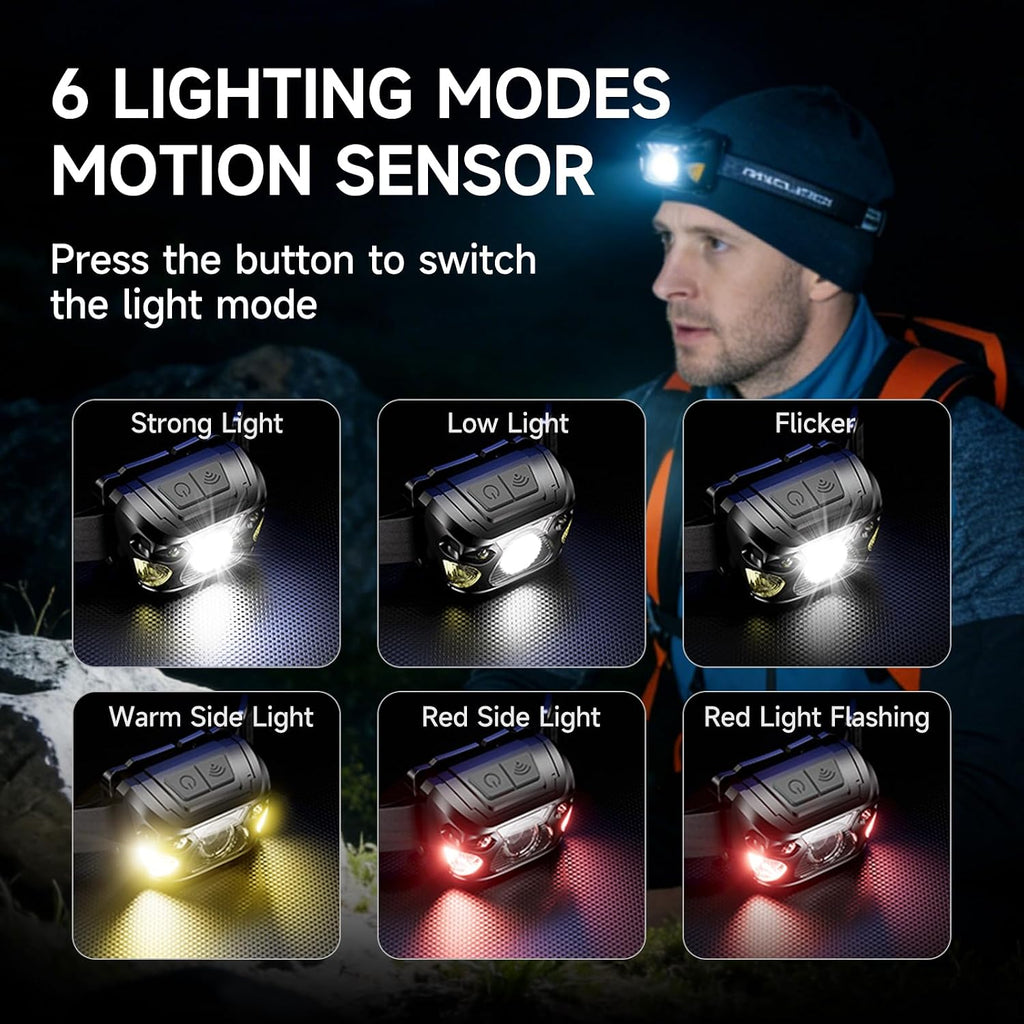 2 Sets High-End Comfortable Camping & Work Headlamp, Long Endurance Lighting 12 Hours, 1000+ LM High Brightness, IPX5