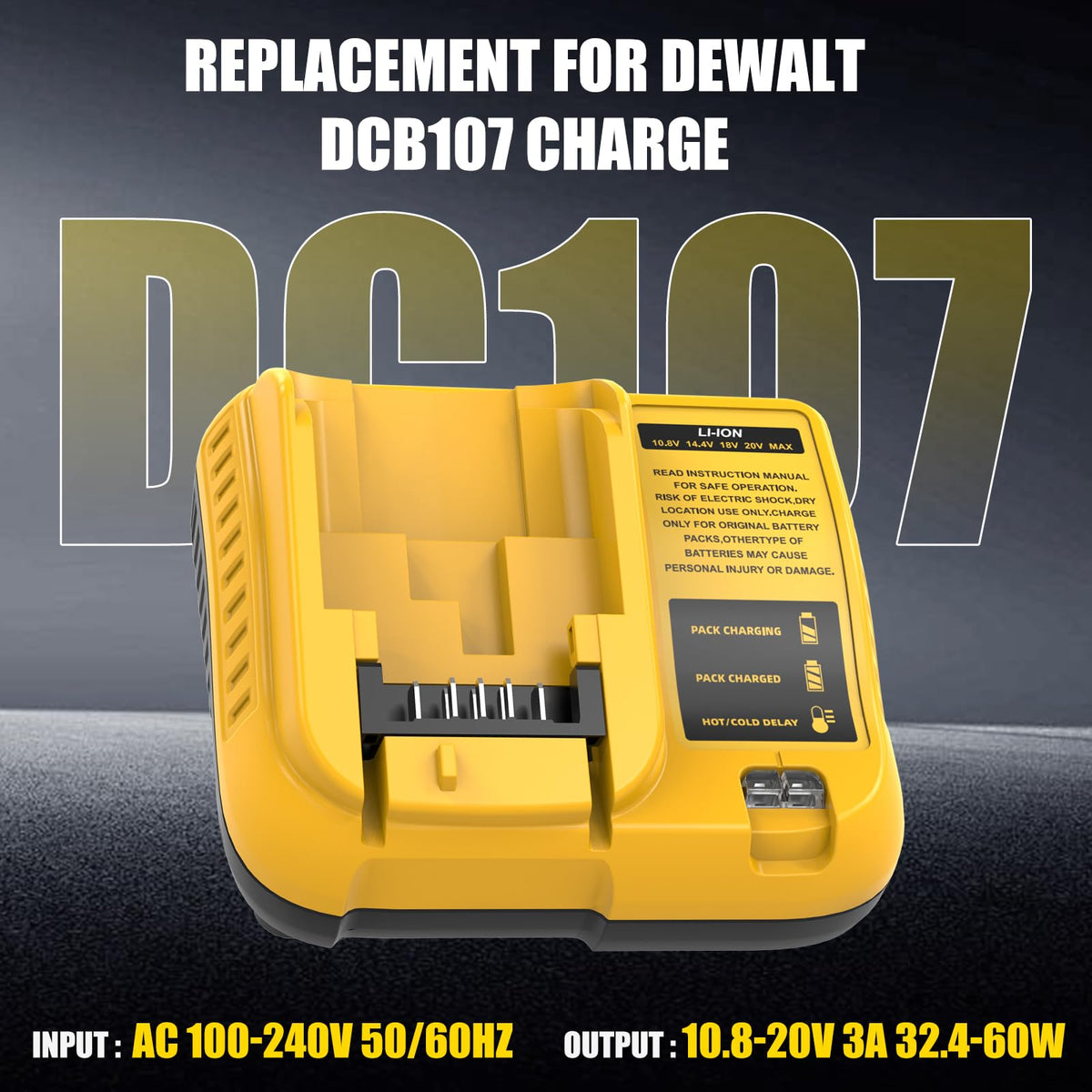 2 Packs Replacement for Dewalt 20V/60V Flexvolt Battery and DCB107 Charger