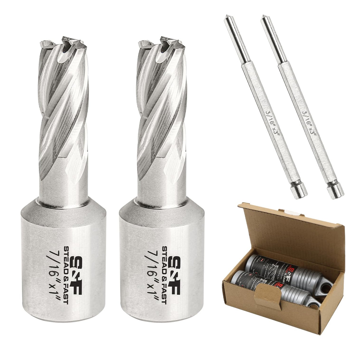 S&F STEAD & FAST Annular Cutter Set, 2-pc, 7/16" Diameter x 1" Depth of Cut for Magnetic Drill Press