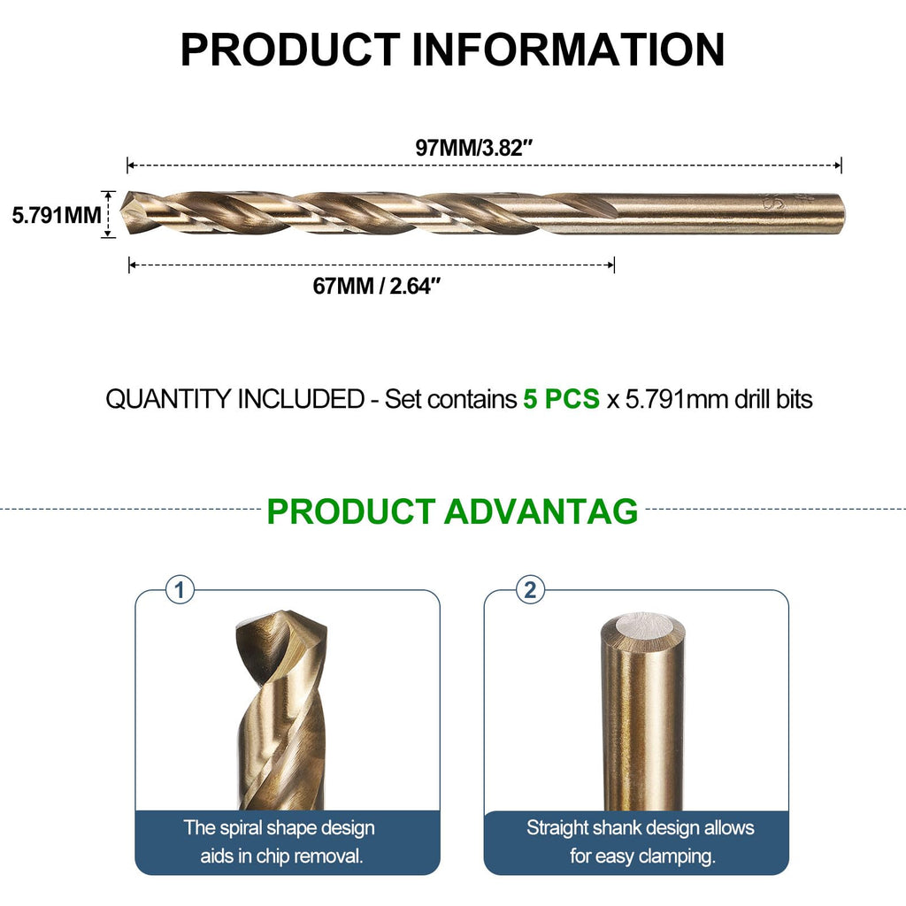 METALLIXITY Micro Drill Bit (#1) 4341 High-Speed Steel Gold 135° 5Pcs