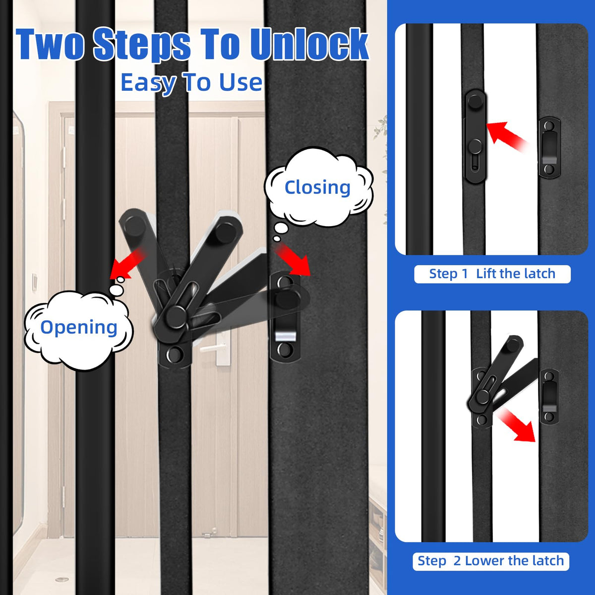 55" Extra-Tall Full-Height Anti-Jump Cat & Pet Safety Gate with Narrow Bar Spacing & Double-Lock Walk-Through Door for Doorways & Stairs