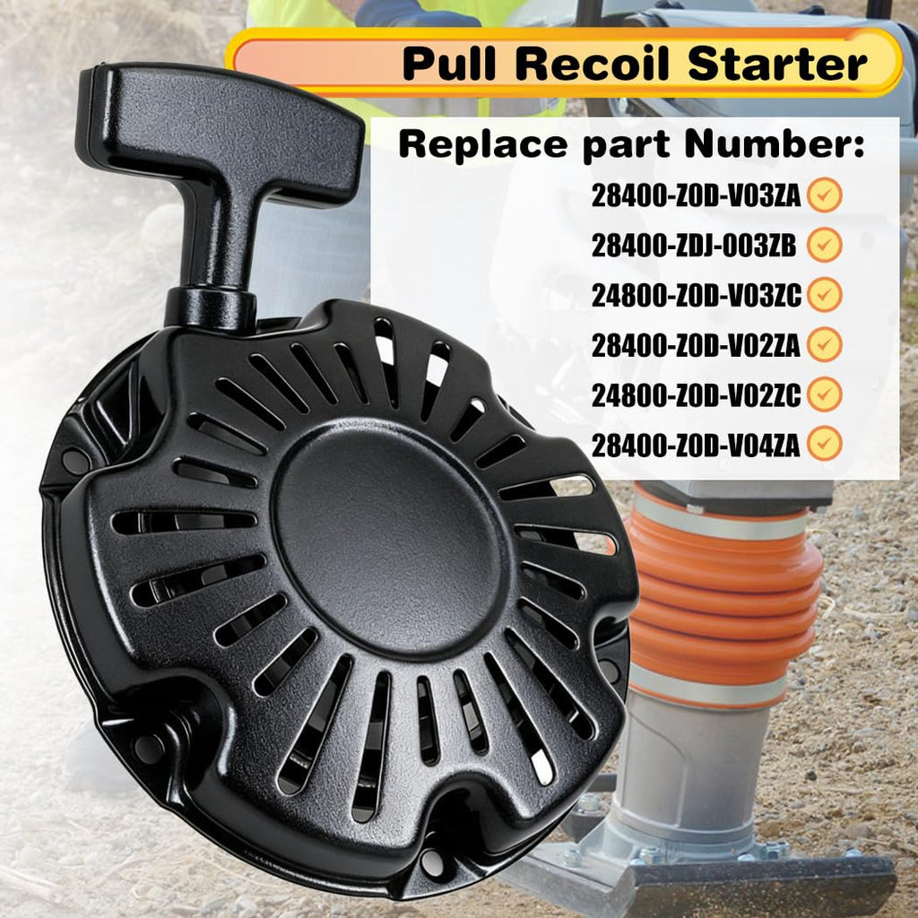 ZeeKee Pull Start Recoil Starter Assembly for Honda GX100 GX100U GX100RT GXR120 98.5CC 2.8HP 3HP Engine, for Multiquip Mikasa MTX60 MTX70 MTX70HD Rammer, Replace 28400-ZDJ-003ZA, 28400-Z0D-V04ZA