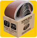 4 x 24 Inch 240 Grit Sanding Belt | Premium Aluminum Oxide Sanding Belt | Premium Sander Sandpaper – 12 Pack
