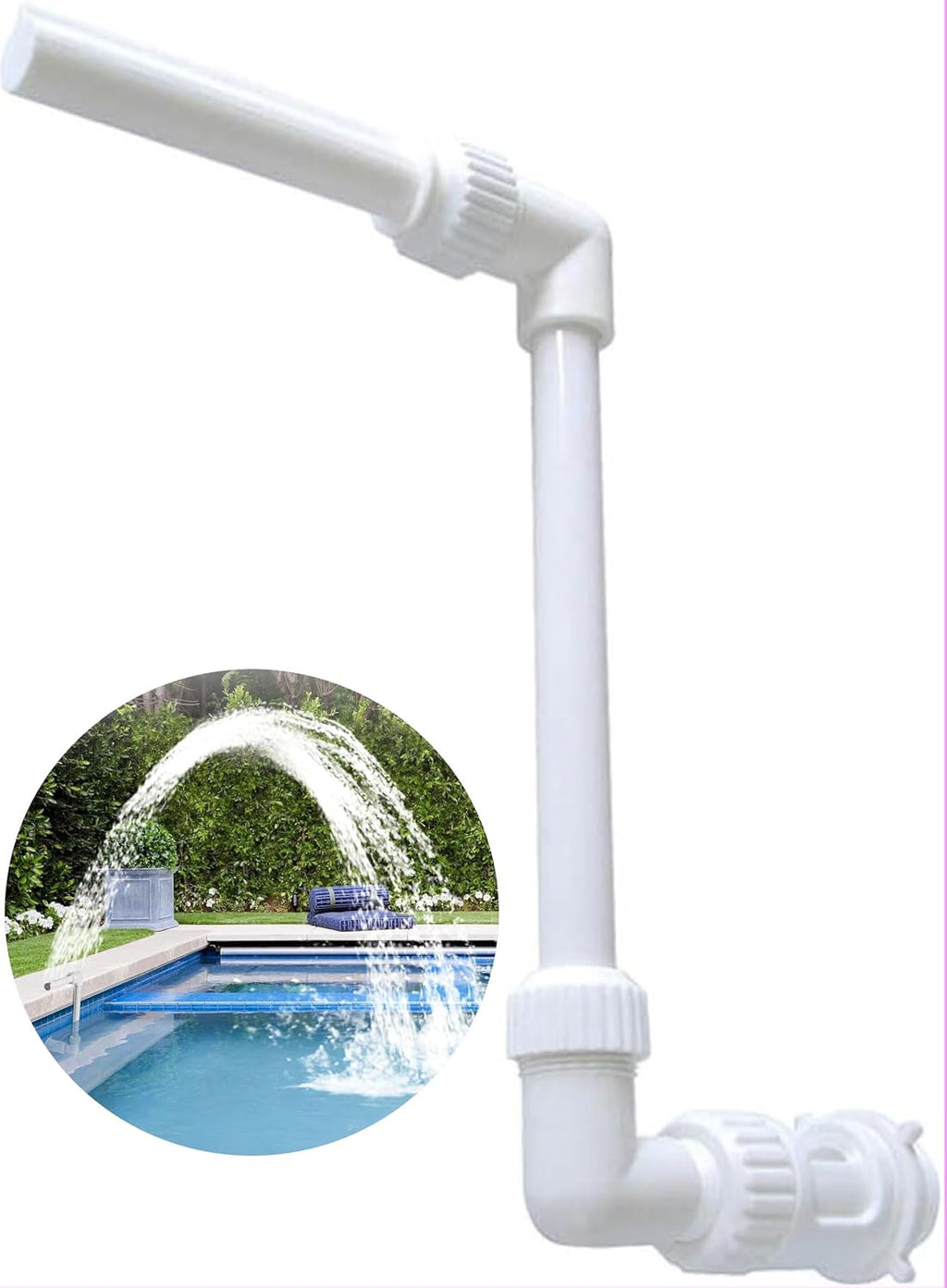 Pool Waterfall Fountain Spray – Adjustable Pool Water Sprinkler & Aerator for Inground & Hard-Sided Aboveground
