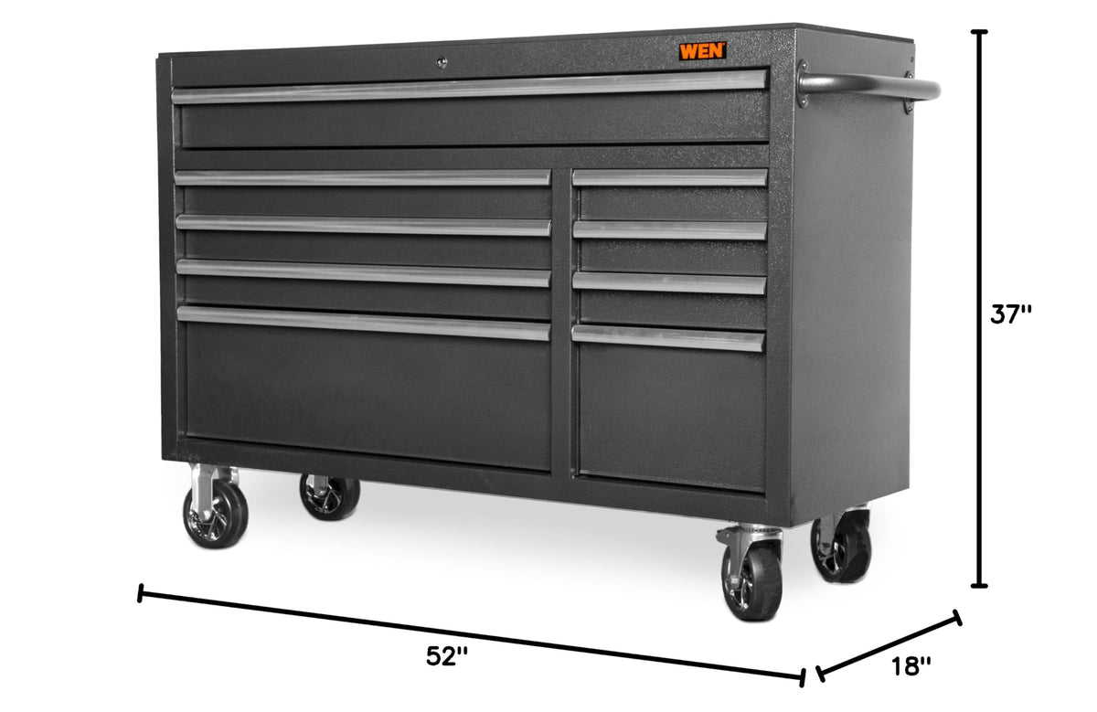 52-Inch Premium Rolling Tool Cabinet, Black, Heavy Duty 21-Gauge Powder-Coated Steel Construction, for Garage and