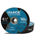 UXACE 4-1/2 Inch Cut-Off Wheel for Metal, Stainless Steel, Aluminum Cutting, Professional Super Thin Metal Cutting Disc for Angle Grinder, Die Grinder or Cut-Off Tools, 7/8 inch Arbor, 25 Pack