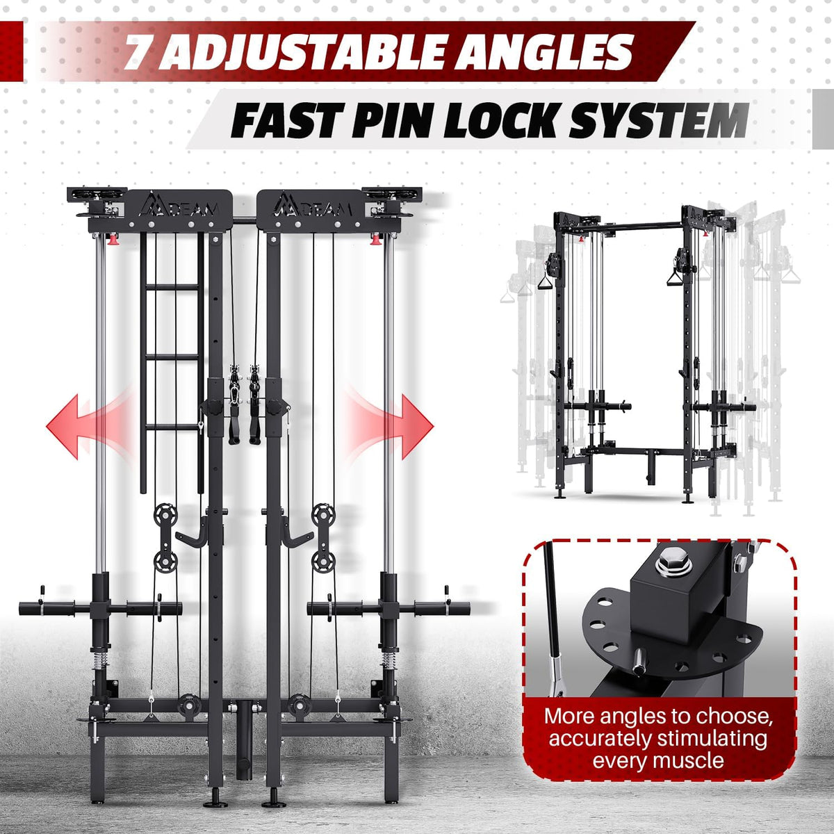 Folding Squat Rack, Wall Mounted Power Rack with Dual Pulley System | Space Saving, All-in-one Trainer, with Cable