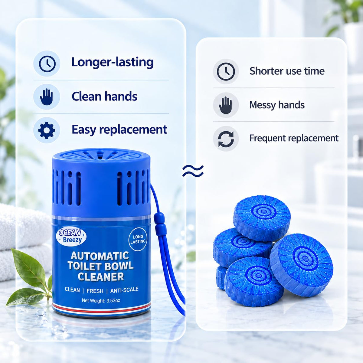 Automatic Toilet Bowl Cleaner Long Lasting Bottles 2 Pack