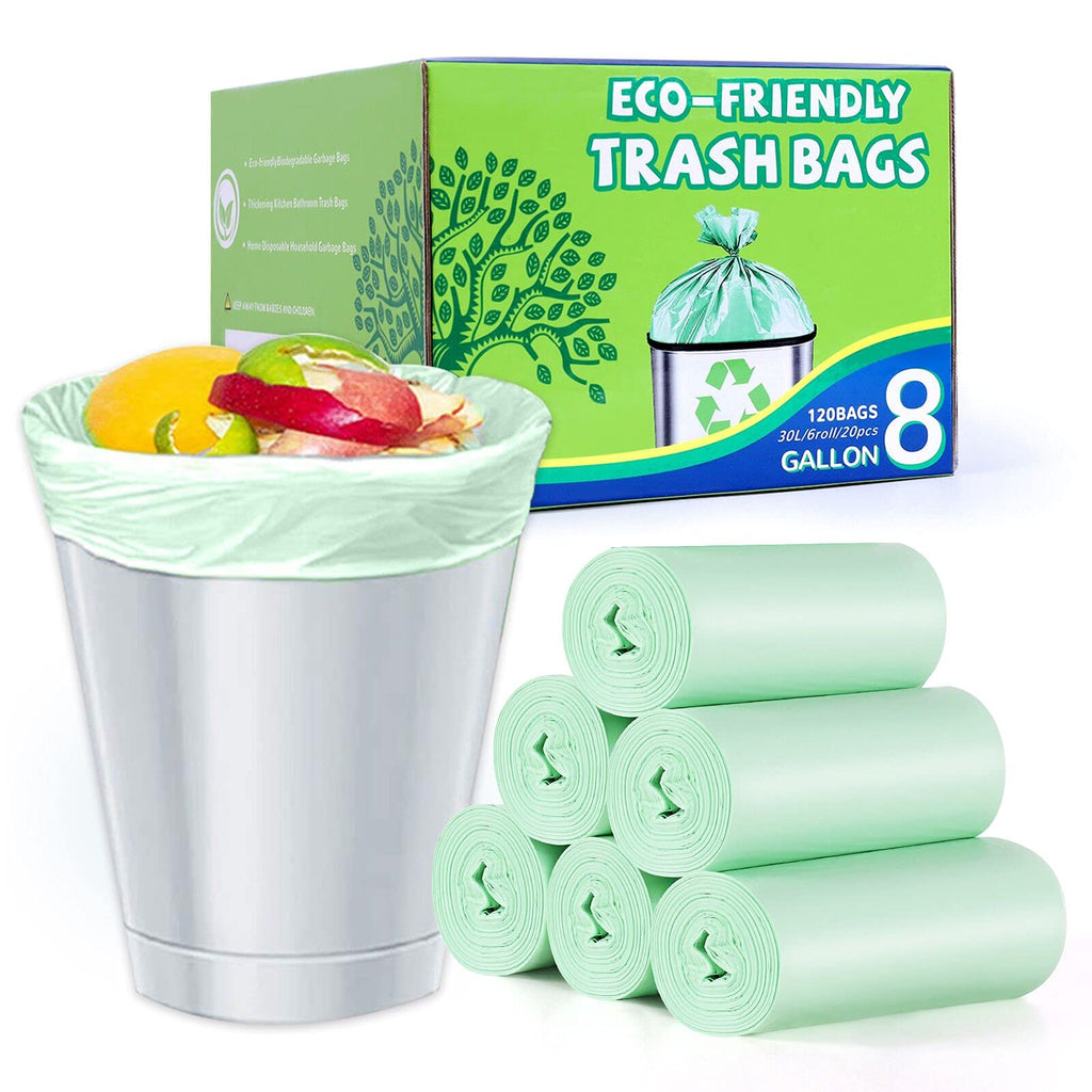 8 Gallon Medium Trash Bags - Strong Leak-Resistant - 120 Count Unscented
