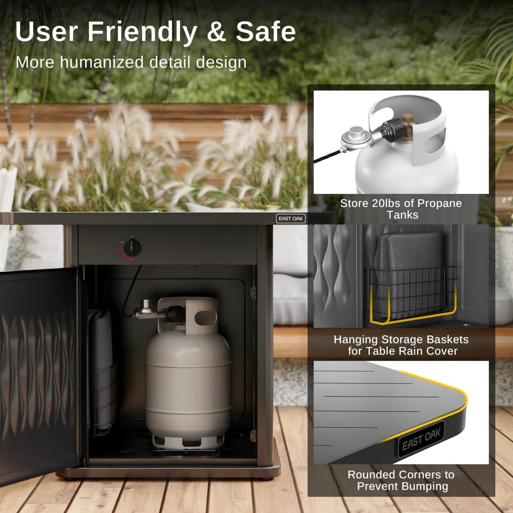 28'' Propane Fire Pit Table 50,000 BTU