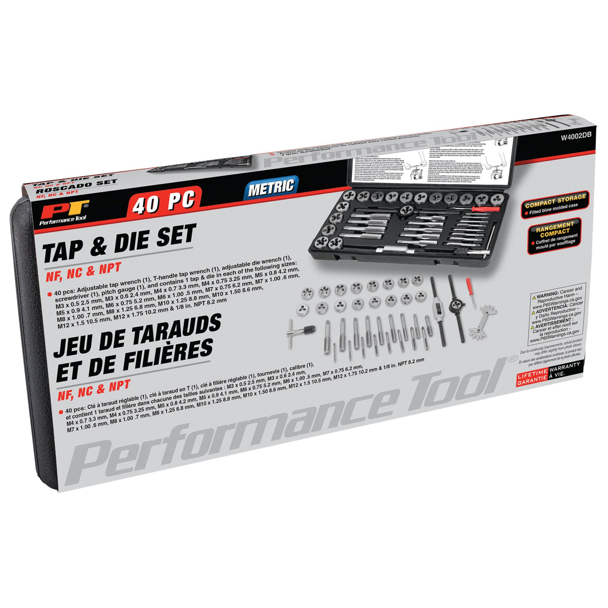 Performance Tool W4002DB 40-Piece Metric Tap and Die Set