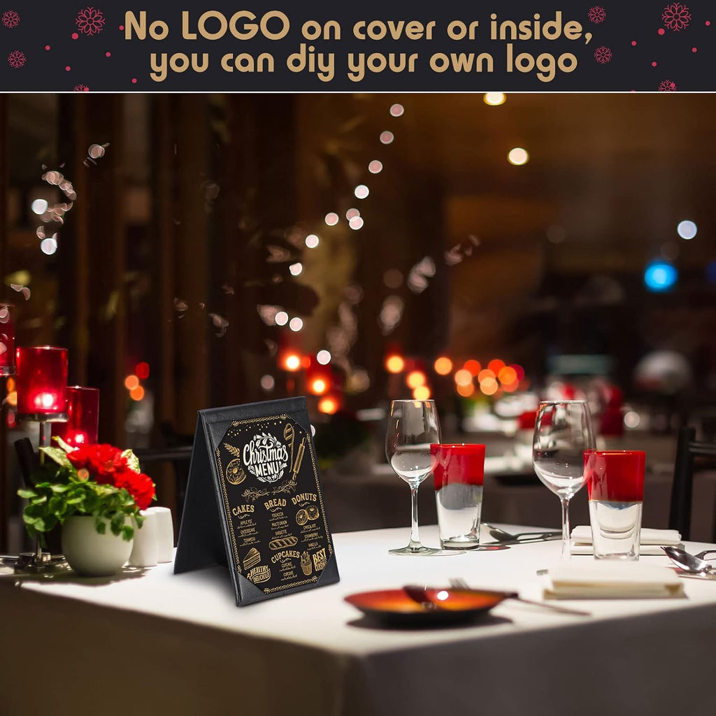 30 Pack Leather Table Tents Double Sided Menu Holders, 4 x 6 Inch