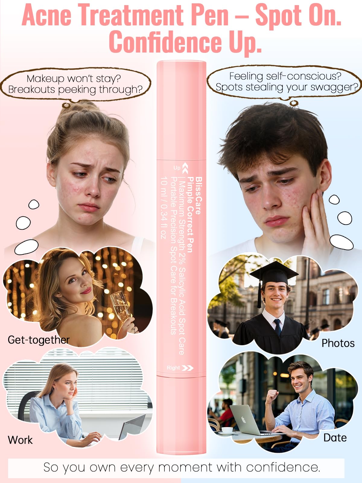 Pimple Correct Acne Treatment Gel Pen 2% Salicylic Acid Maximum Strength