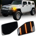 LED Front Headlight Side Marker Light Amber Turn Signal Lamp Kit for Hummer H3 2006-2010 H3T 2009-2010 Replace OEM Trim,Smoked Lens Side Bumper Marker Lamps,2pcs