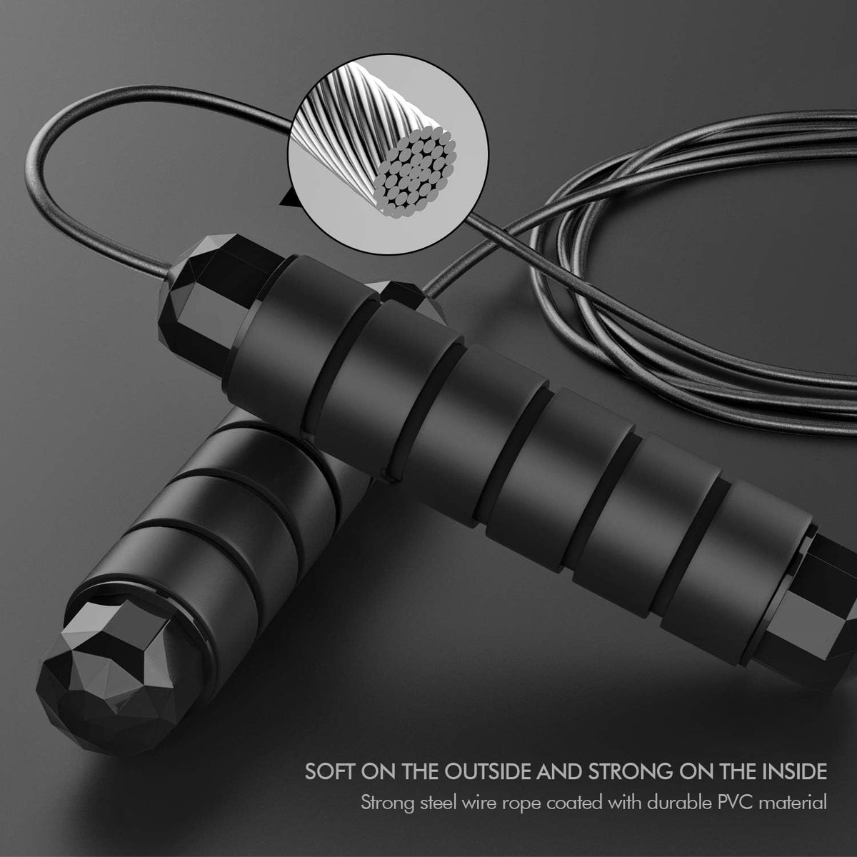 Jump Rope, Tangle-Free Rapid Speed Jumping Rope Cable with Ball Bearings for Women, Men & Kids, Adjustable Steel Jump