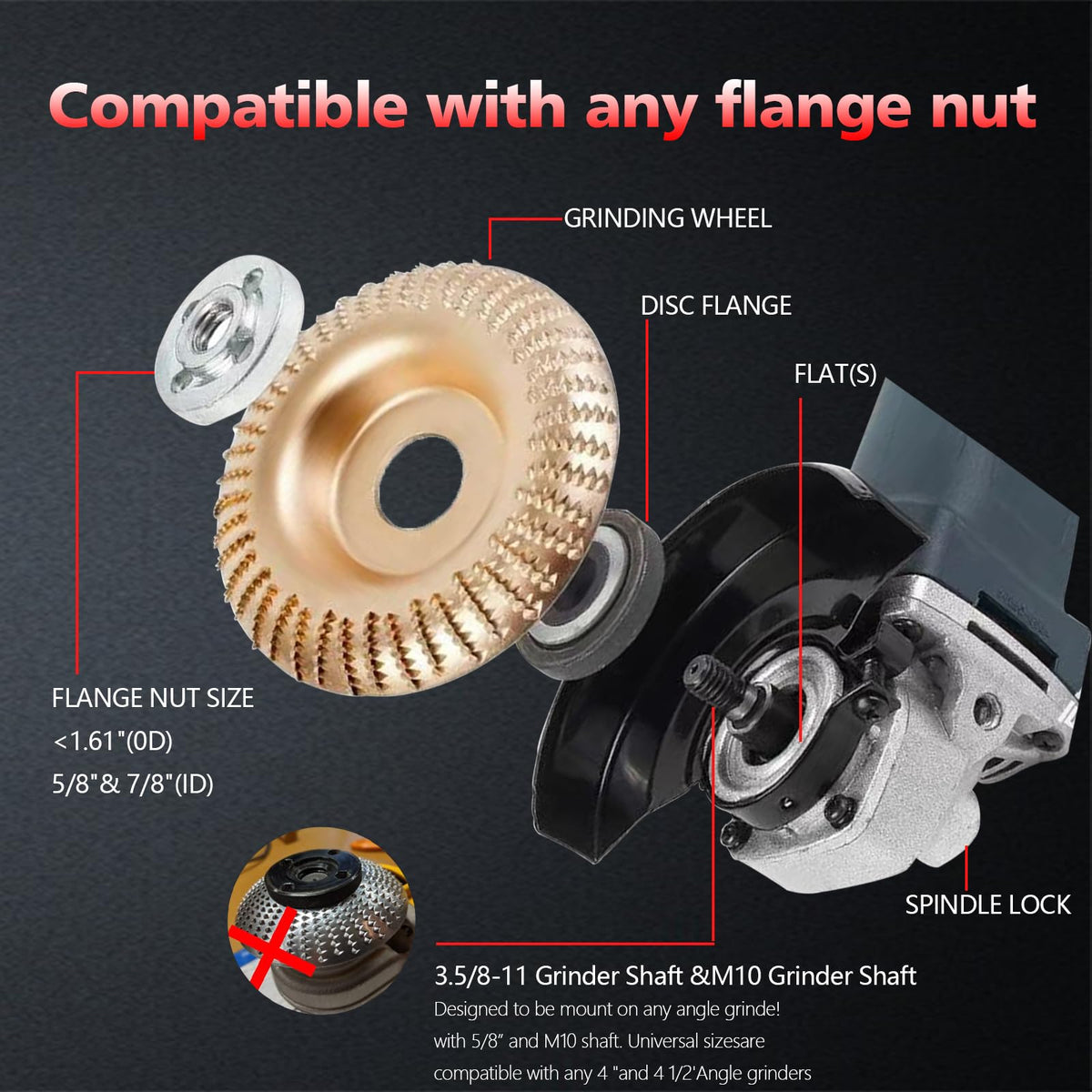 5PCS Angle Grinder Wood Carving Disc Set for 4-1/2 Inch Grinders